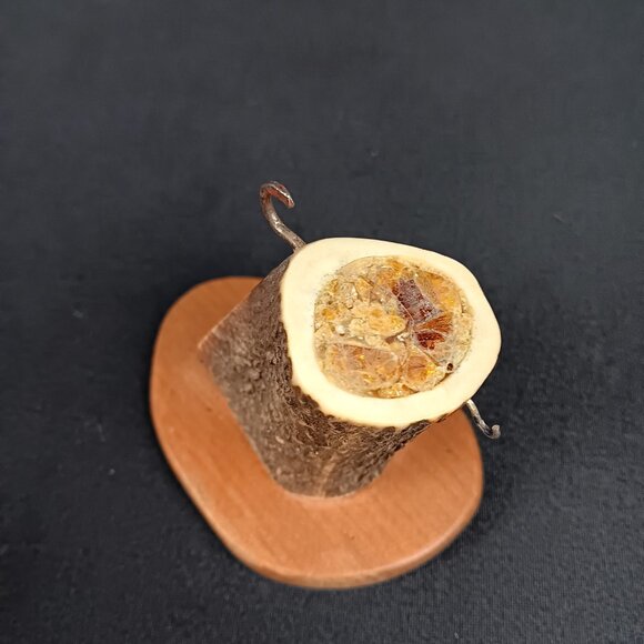 Amber Inlay Antler New Zealand Kauri Pocket Watch Display Stand Hand Carved OOAK - Picture 6 of 7